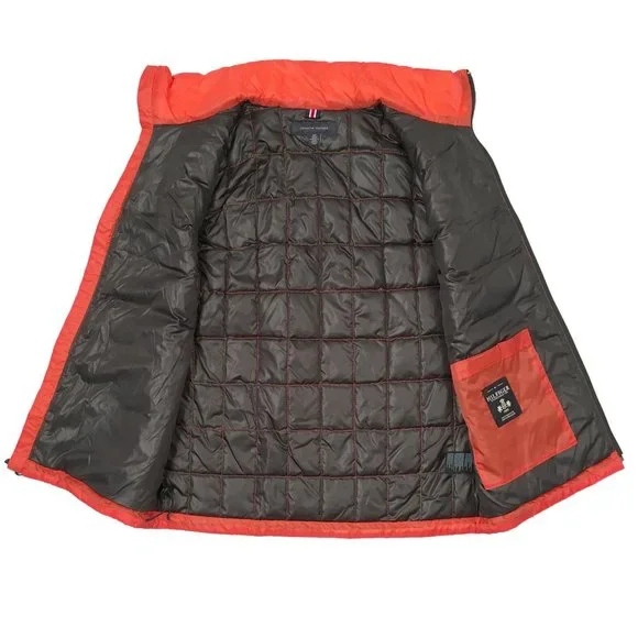 NEW $159 Tommy Hilfiger Puffer Vest! Orange With Tommy Flag Quilted Lightweight